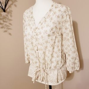 SWEET PEPLUM COTTON FLOWERED BUTTONUP SUMM…